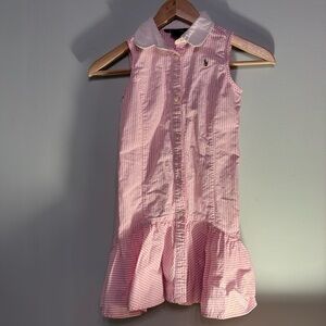 Ralph Lauren Girls Pink and White Dress